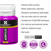 Комплект акрилни бои Kompozit STANDART Fluorescent 6 x 20 ml
