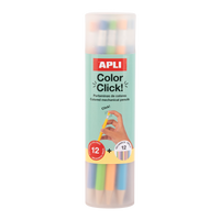 Автоматични цветни моливи APLI Color Click, 12 бр. с резервни графити и острилка