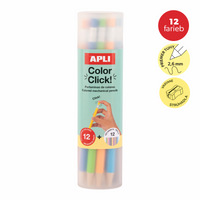 Автоматични цветни моливи APLI Color Click, 12 бр. с резервни графити и острилка