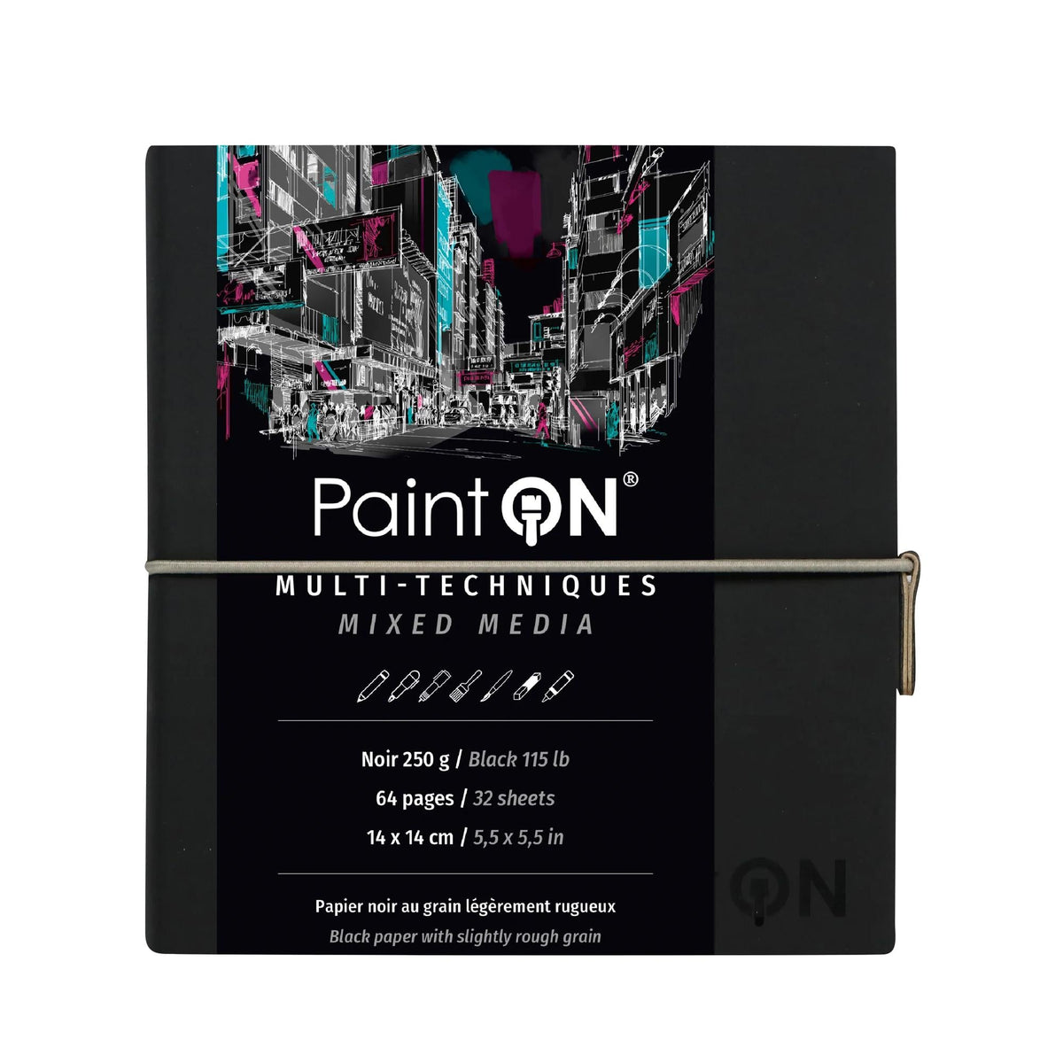 Блок с черна хартия CLAIREFONTAINE Paint'On 250 g/m² - 32 листа (A5 – 14 x 14 cm)