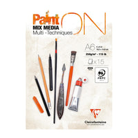 Блок за микс медия CLAIREFONTAINE Paint'On 250 g/m² A6 - 15 листа