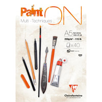 Блок за микс медия CLAIREFONTAINE Paint'On бял A5 250 g/m² - 40 листа