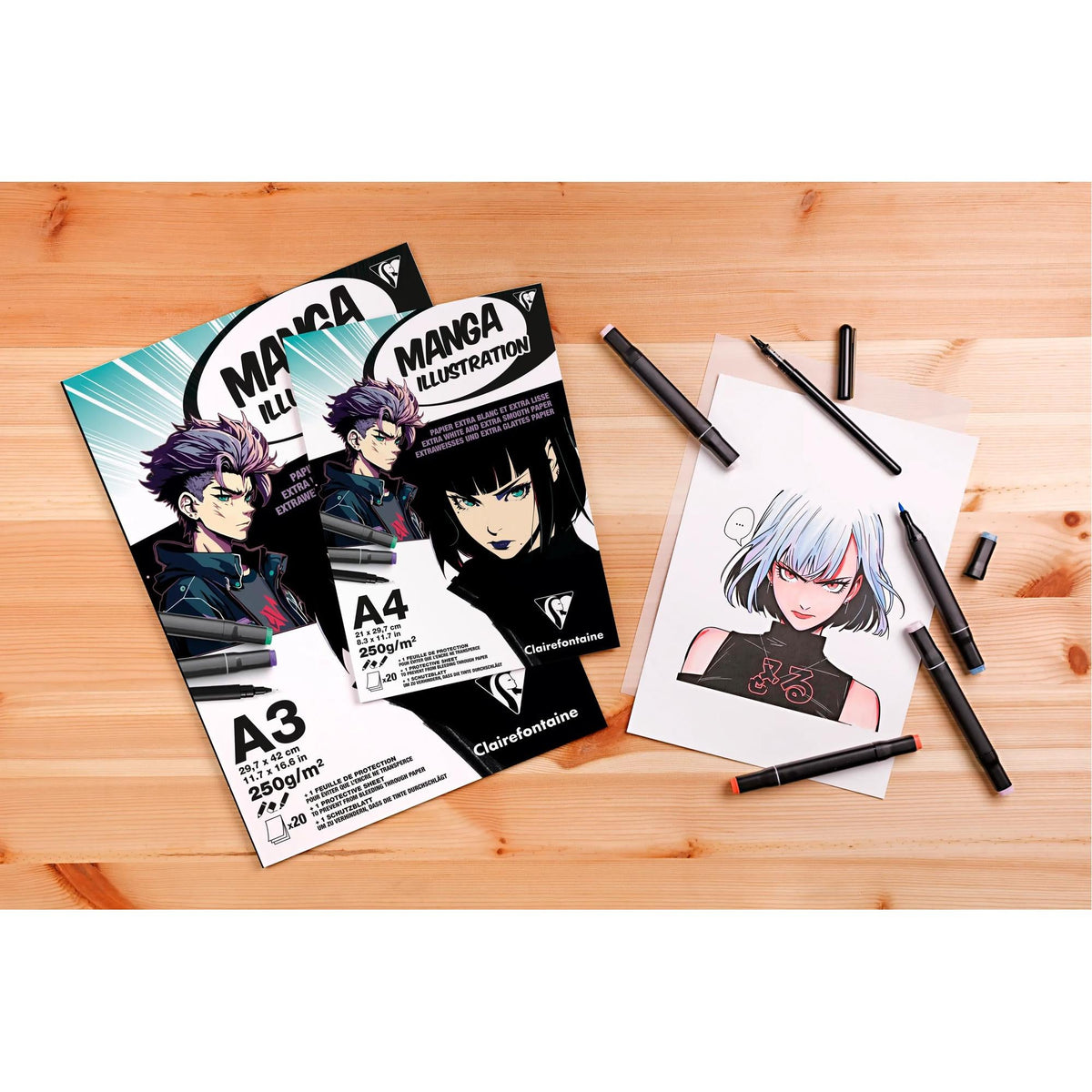 Блок за рисуване Clairefontaine Manga Illustration 250 g/m² A5 – A3 - 20 листа