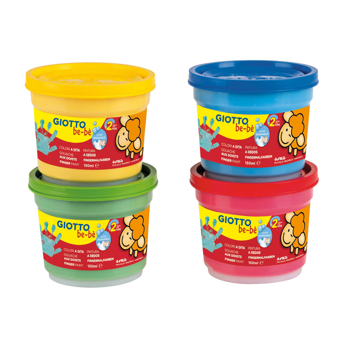 Бои за рисуване с пръсти GIOTTO be-bè 4 x 150 ml