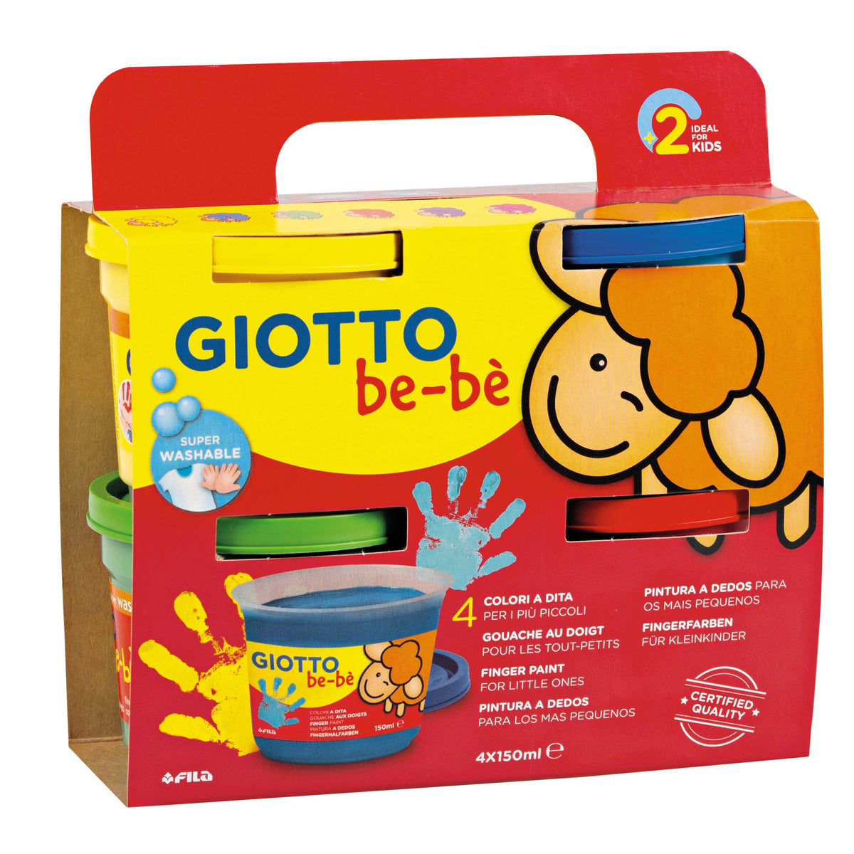 Бои за рисуване с пръсти GIOTTO be-bè 4 x 150 ml