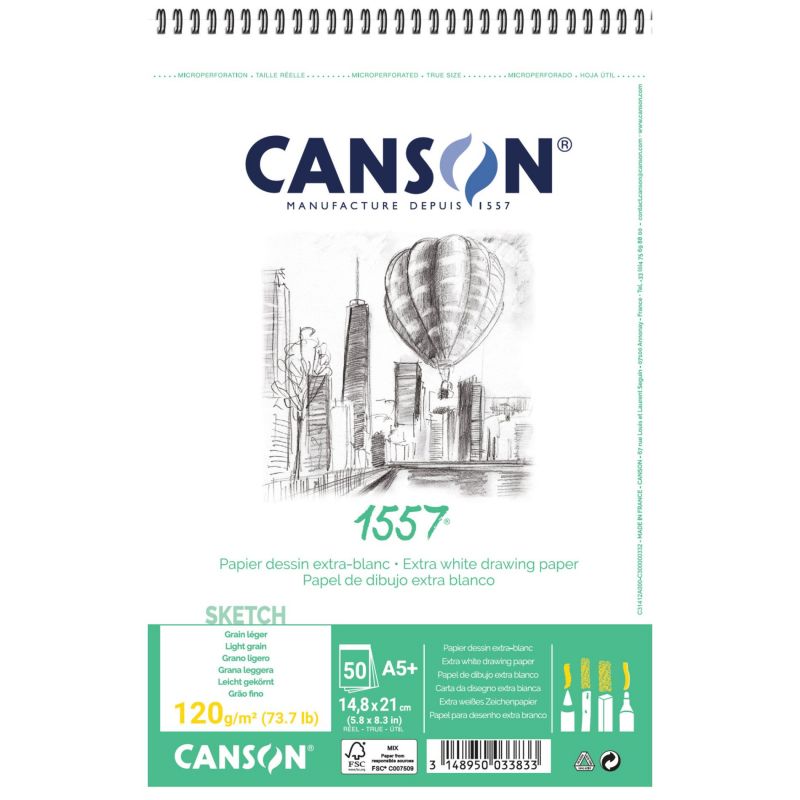 CANSON 1557 скицник 120 g/m² A5 30 листа със спирала