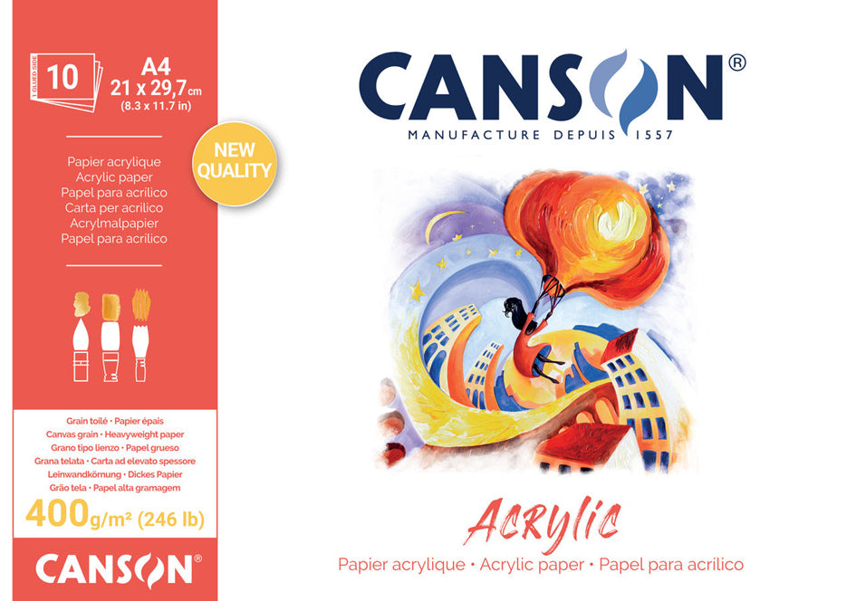 Canson акрилен блок CP Natural White 400 g/m² - 10 листа, 24 x 33 cm