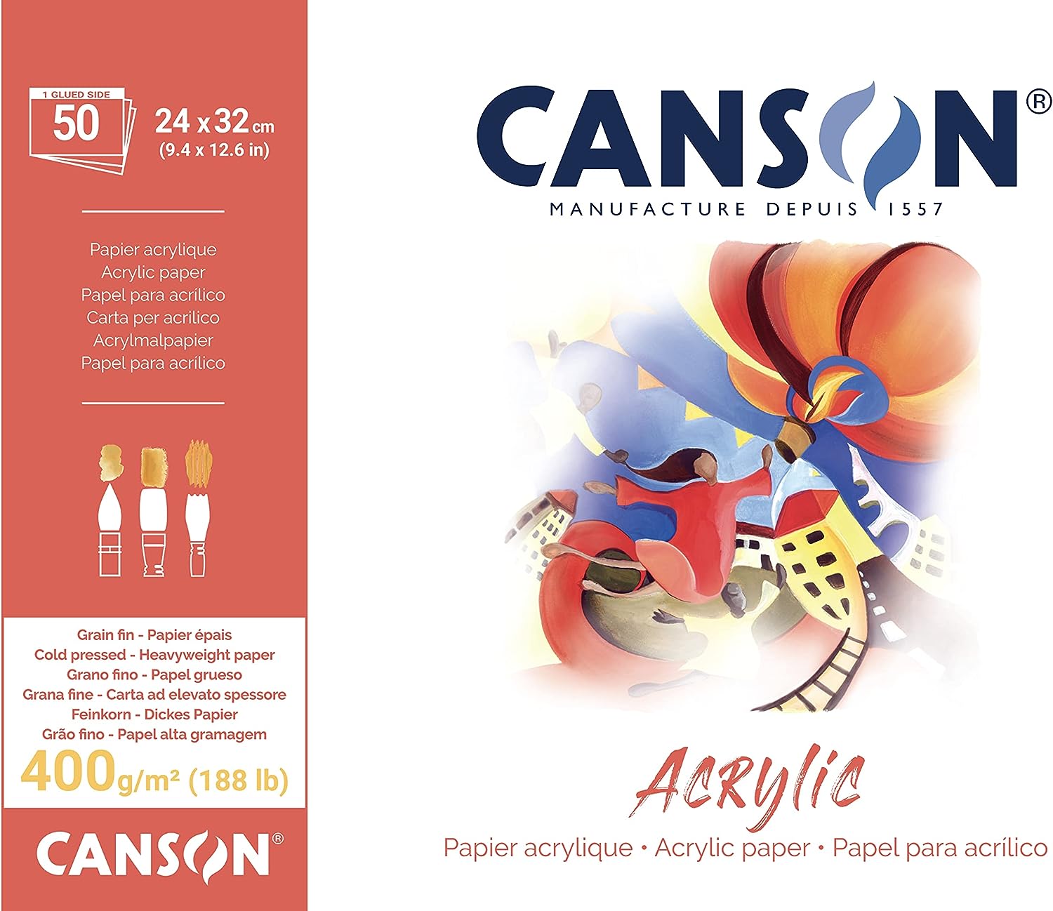 Canson акрилен блок CP Natural White 400 g/m² - 50 листа, 24 x 32 cm