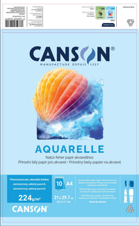Canson акварелен блок CP 224 g/m² 10 листа A4 лепен