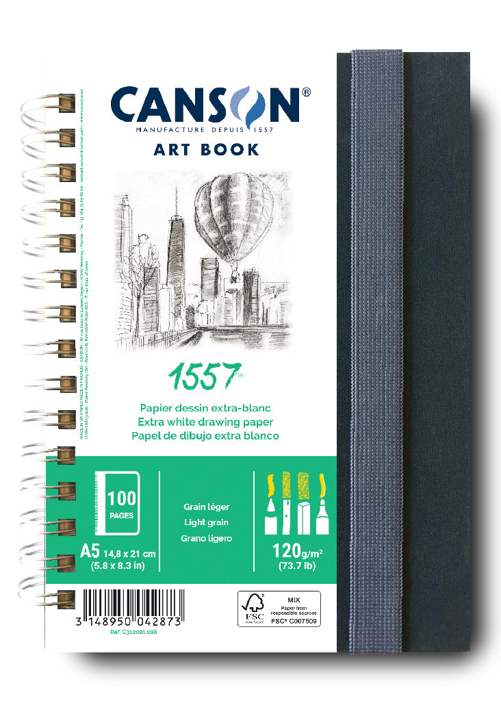 Скицник Canson Art Book 1557 с твърди корици – A5, 120 g, 50 листа