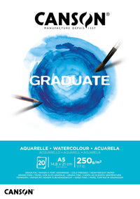Canson Graduate акварелен блок CP 250 g - 20 листа, A5 лепен