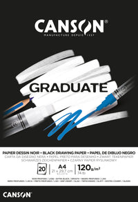 Canson Graduate черен скицник 120 g/m² A4 с лепени страници - 20 листа