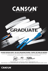 Черен скицник CANSON Graduate 120 g/m² A3 - 20 листа, с лепени страници