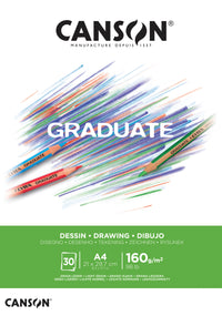 Скицник за рисуване Canson Graduate White 160 g/m² A4 лепен - 30 листа