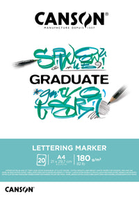 Скицник за летеринг и маркери CANSON Graduate Lettering Marker 180 g/m² - A4, 20 листа