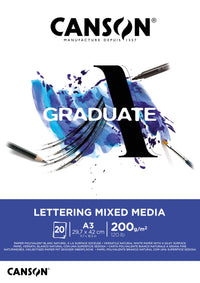 Canson Graduate Lettering Mix Media лепен блок A3 - 200 g/m², 20 листа