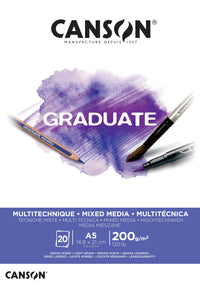 Canson Graduate Mix Media блок бял 200 g/m² - 20 листа, A5 лепен