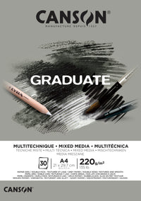 Скицник Canson Graduate Mix Media Grey 220 g/m² - 30 листа, A4, лепен