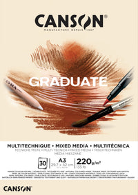 Canson Graduate Mix Media блок Natural 220 g 30л A3 лепен