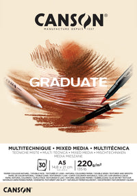 Скицник Canson Graduate Mix Media Natural 220 g 30 листа A5 лепен