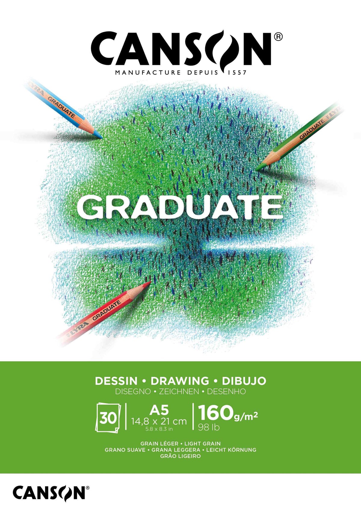 Canson Graduate скицник за рисуване бял 160 g/m² 30 листа A5 лепен