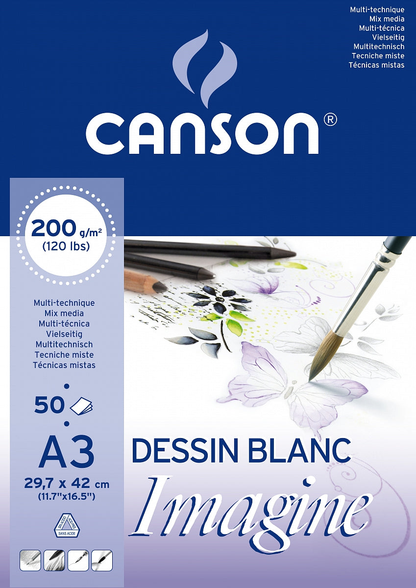 Canson Imagine лепен скицник за смесени техники 200 g/m² A3 - 50 листа