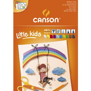Цветен скицник CANSON Kids A4 - 120 g/m², 30 листа, микс от 10 цвята
