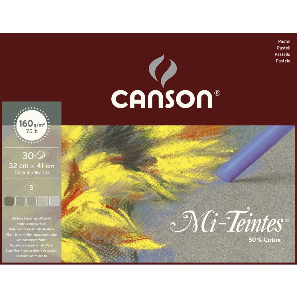 Canson Mi-Teintes лепен блок за пастел 160 g/m² 30 листа 32 x 41 cm Grey