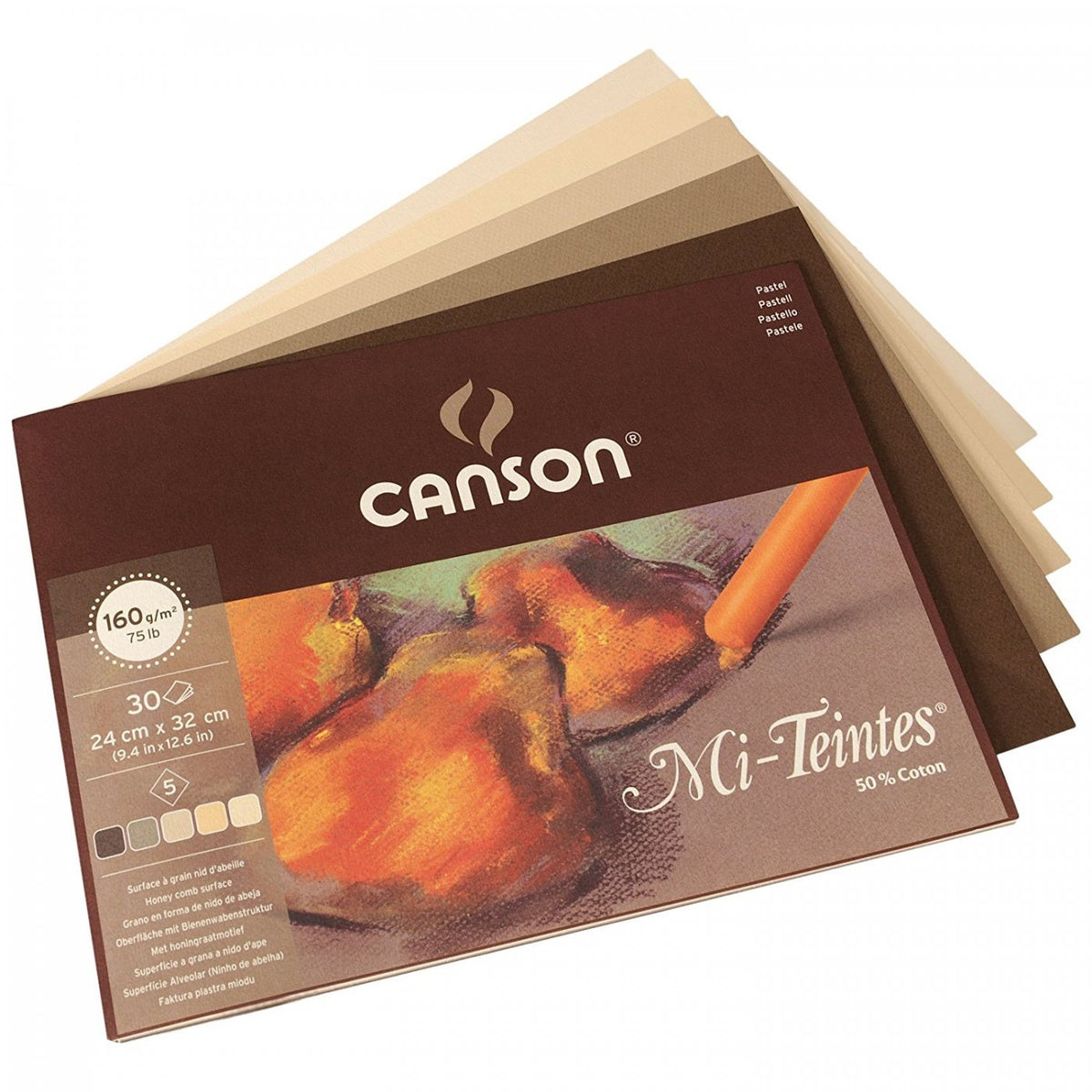 Canson Mi-Teintes лепен блок за пастел 160 g/m² 30 листа Earth - 32 x 41 cm