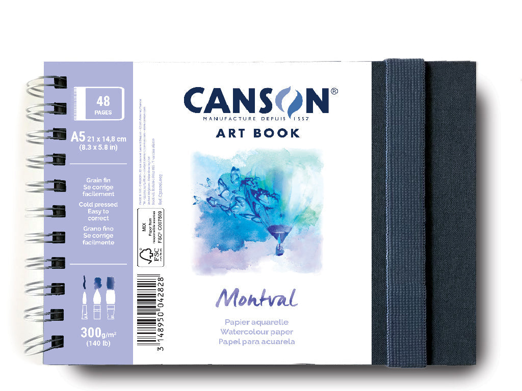 CANSON Montval акварелен блок CP 300 g/m² 48 листа A5 с твърди корици
