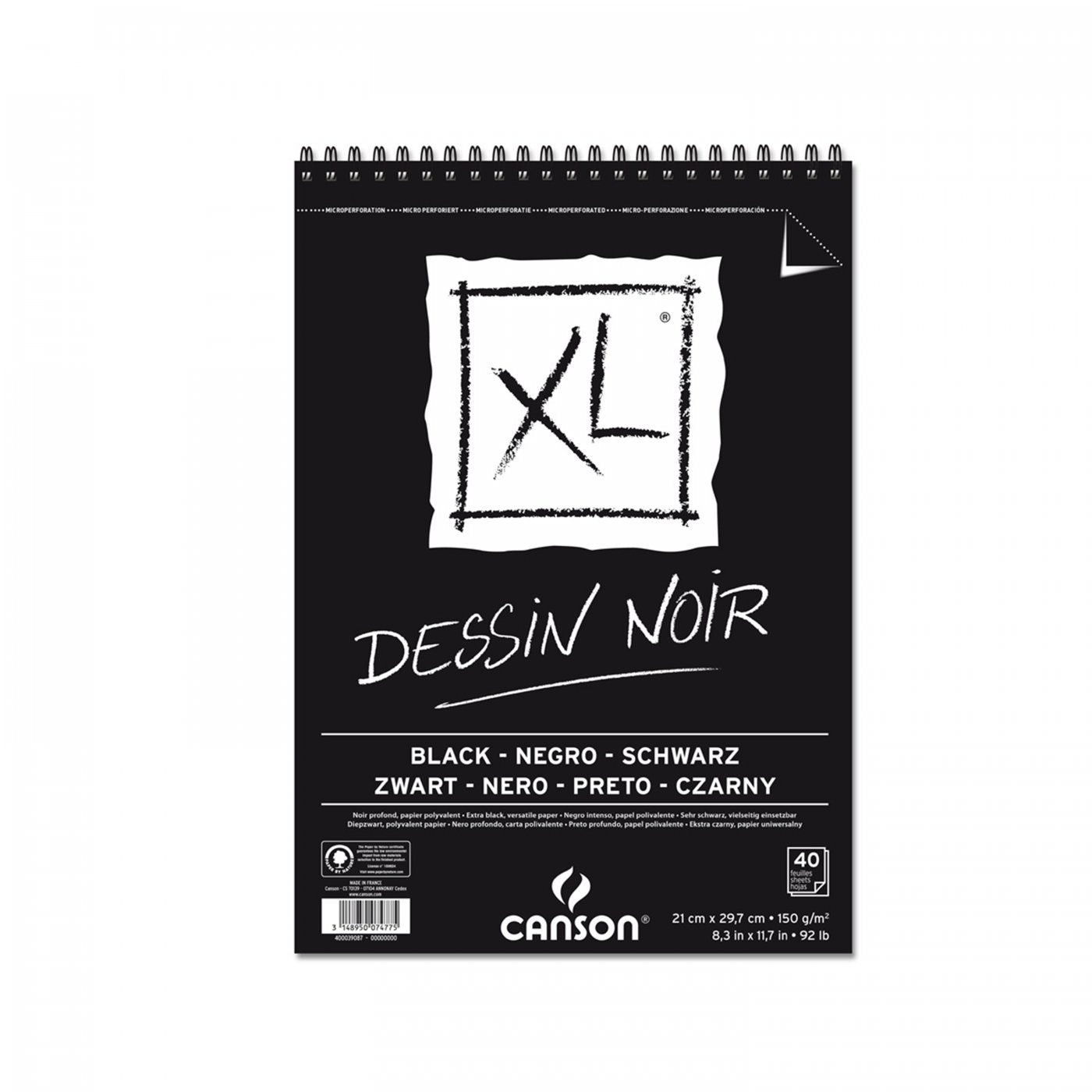CANSON Canson XL Dessin Black скицник 150 g/m², 40 листа, A4, спирала