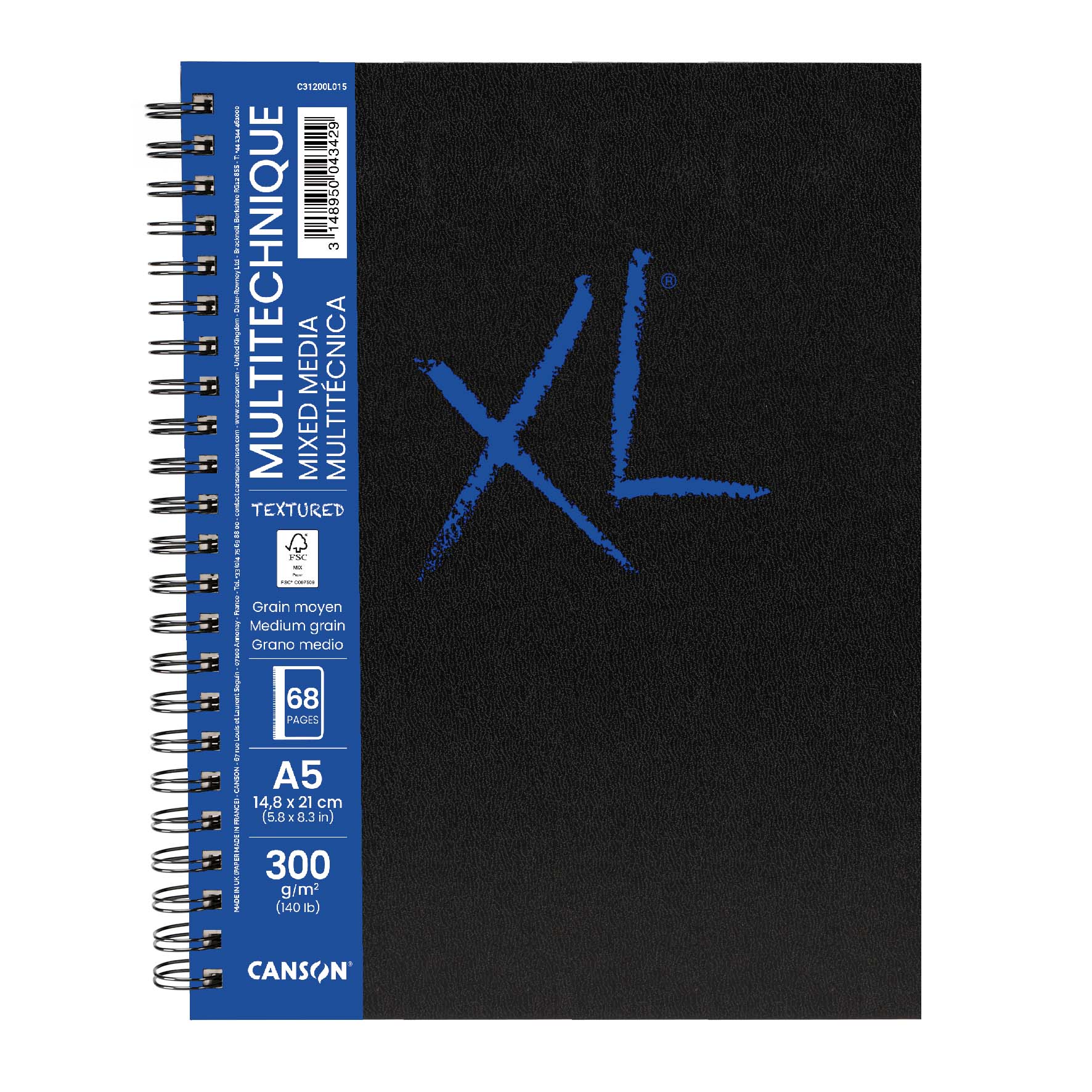 Canson XL Mix Media Textured лепен блок A5, 300 g/m², 68 листа