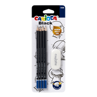 Carioca комплект триъгълни моливи Black 2/HB с гума, 4 бр.