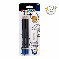 Carioca комплект триъгълни моливи Black 2/HB с гума, 4 бр.