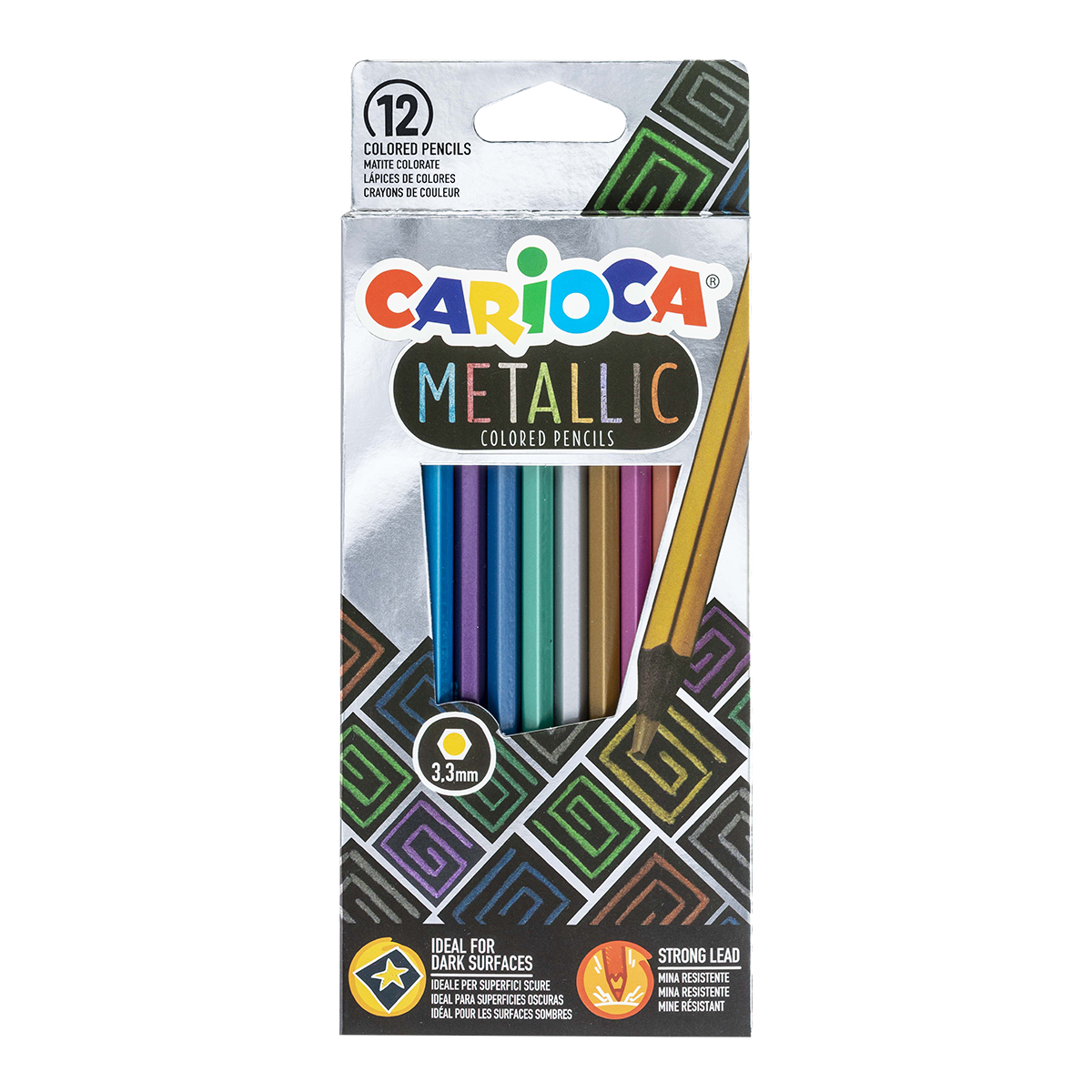 Carioca шестоъгълни цветни моливи Metallic, 12 бр.