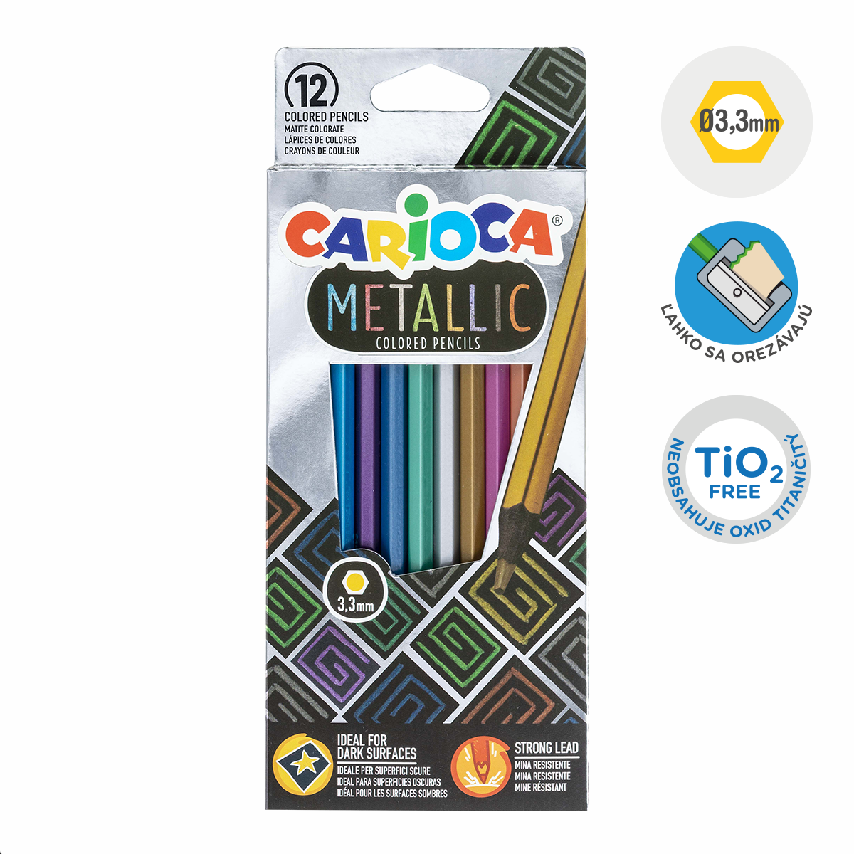 Carioca шестоъгълни цветни моливи Metallic, 12 бр.