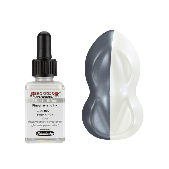 Акрилно мастило Schmincke AERO COLOR Professional Effect 28 ml – 900 AERO SHINE strieborná