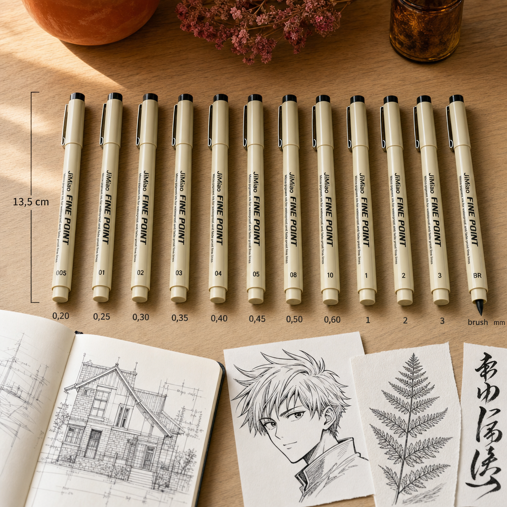 Черен тънкописец fineliner, връх 0,20 – 3 mm
