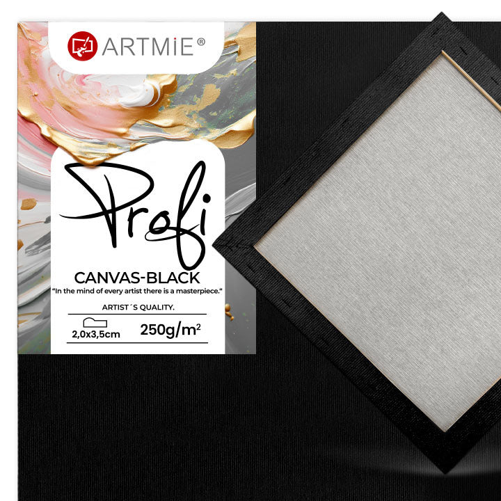 Черно платно за рисуване PROFI ARTMIE — 100% памук с черно гесо върху рамка от смърч