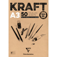 Clairefontaine крафт скицник с лепена подвързия – 120 g 50 л. A3
