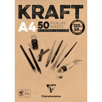Clairefontaine крафт скицник с лепена подвързия – 120 g 50 л. A4