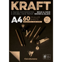 Clairefontaine крафт скицник с лепена подвързия – 90 g 60 л. A4 кафяво и черно
