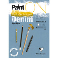 Clairefontaine Paint'On Mix Media лепен скицник 250 g – 15L A3 Деним синьо