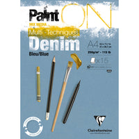 Clairefontaine Paint'On Mix Media лепен скицник 250 g – 15L A4 Деним синьо