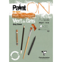 Clairefontaine Paint'On Mix Media лепен скицник 250 g – 30L A3 Сивозелено
