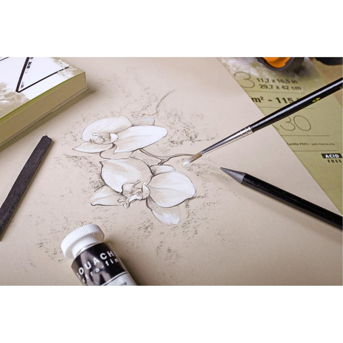 Clairefontaine Paint'On Mix Media скицник 250 g 30л лепен Natural