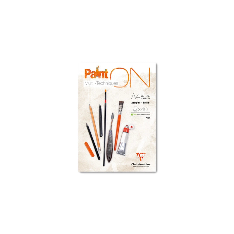 Clairefontaine Paint'On Mix Media скицник 250 g 40 л. лепен Extra White