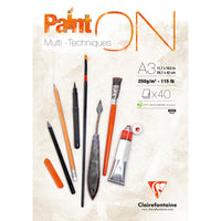Clairefontaine Paint'On Mix Media скицник 250 g 40 л. лепен Extra White