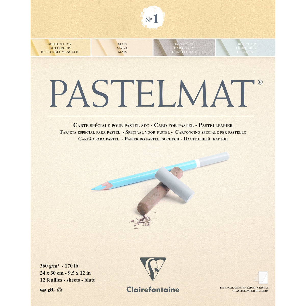 Clairefontaine Pastelmat скицник блок № 1 360 g 12L x 30 cm лепен – 24
