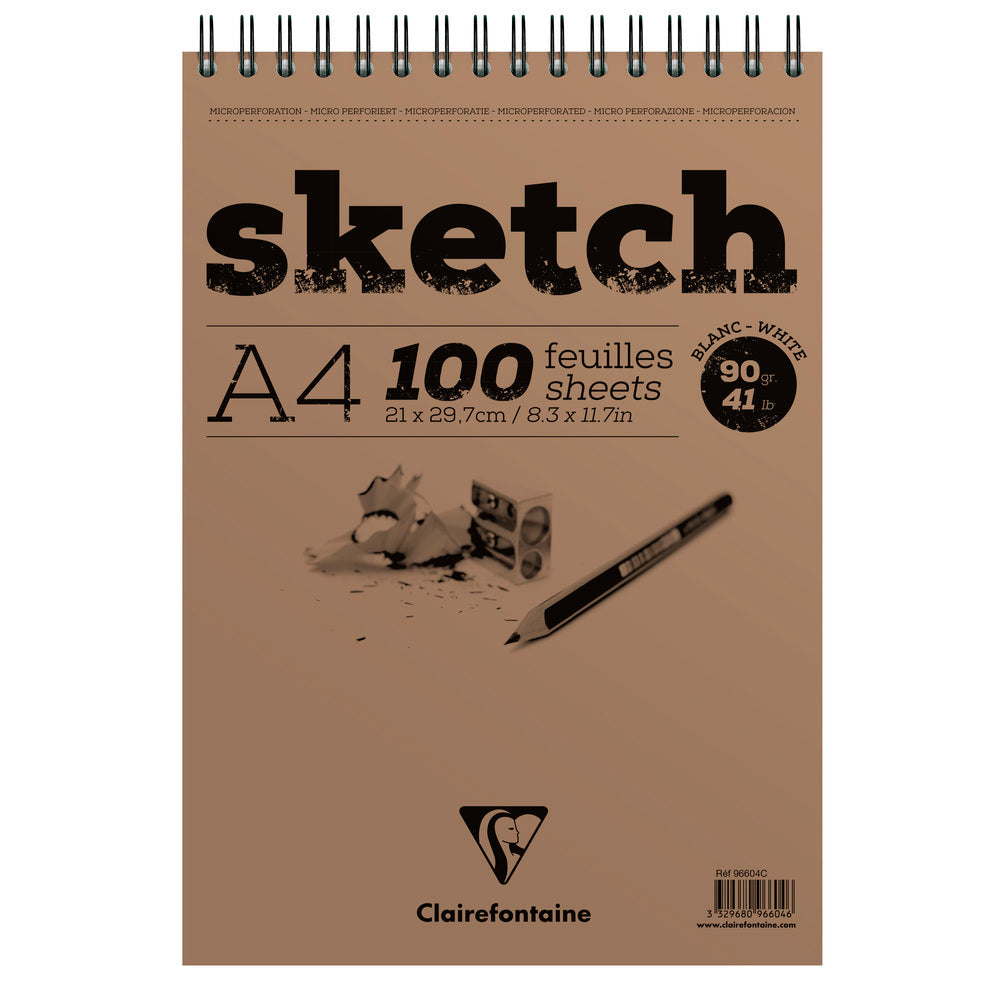 Скицник за рисуване със спирала 100 листа A4/A3 Clairefontaine - бяло – A4